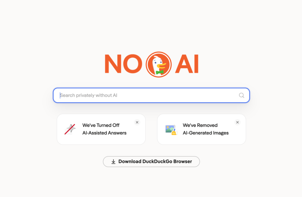 DuckDuckGo, ‘AI’sız’ arama deneyimini varsayılan hâle getirerek artan trafiğinden faydalanıyor